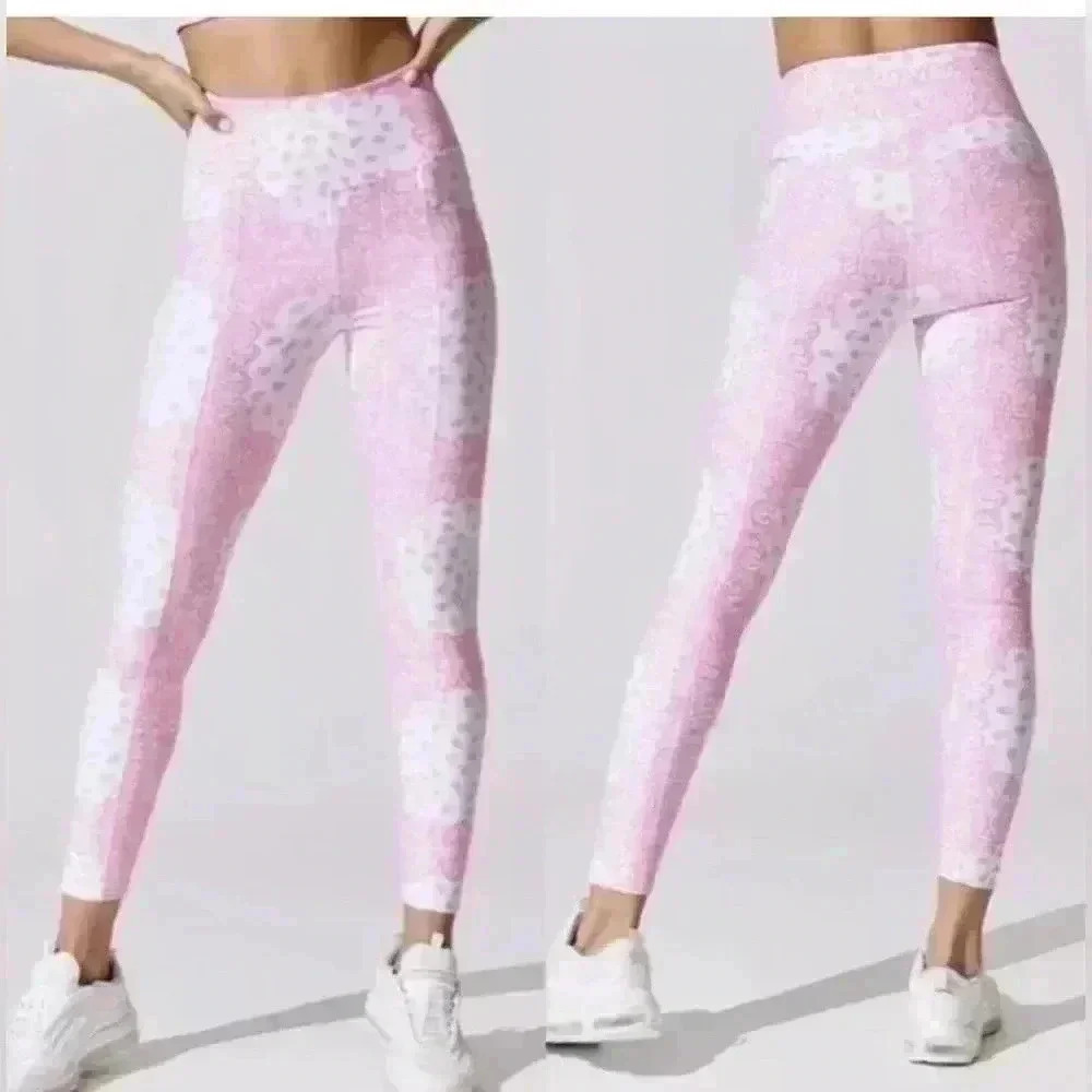 Year of Ours Bandana Rocky Leggings in Pink & White